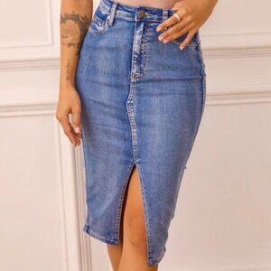 Sage + Paije Midnight Sun Denim Midi Skirt Blue - L/12
